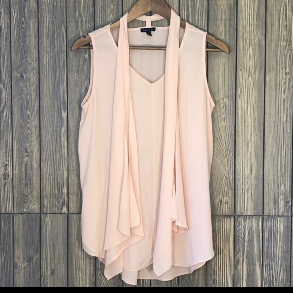 Pink semi sheer sleeveless top